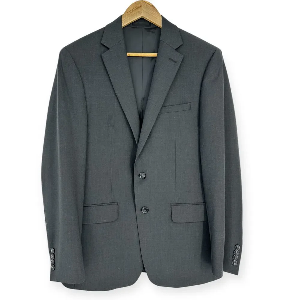 Calvin Klein NWT Men's Slim-Fit Wool Stretch Suit‎ Jacket 40R Charcoal Gray